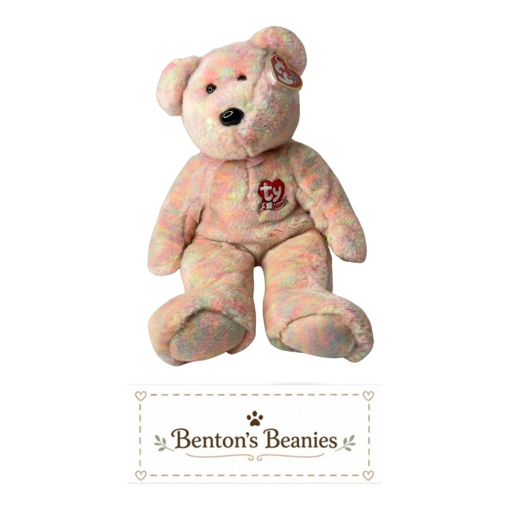 Celebrate Bear TY Beanie Buddies | Mint Heart & Tush Tags